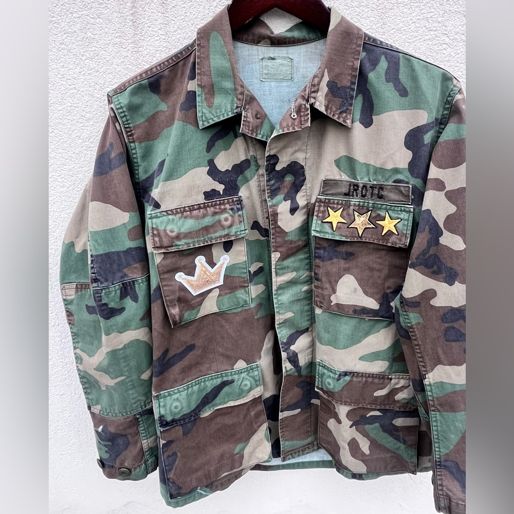 Camouflage Military Jacket with Patches